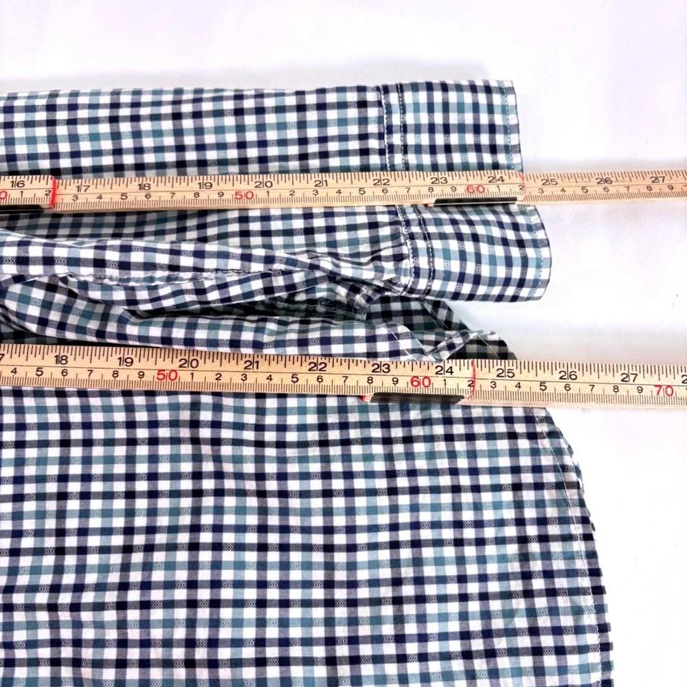 Banana Republic Button Down Shirt Blue White Gingham Grant Fit Custom 078 Wash M